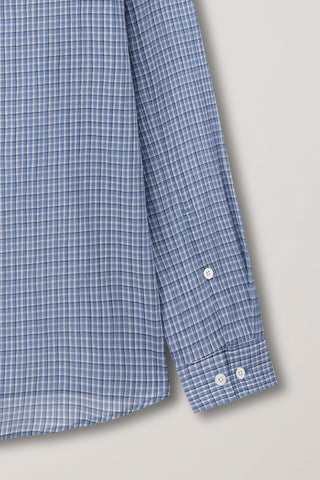 UNISEX CLASSIC HOODED SHIRT SOFT BLUE CHECK