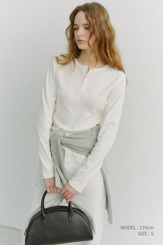 UNISEX HENLEY-NECK T-SHIRT OFF WHITE