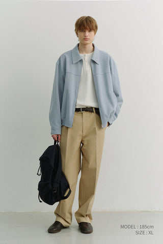 UNISEX ALTER-SUEDE COLLARED BLOUSON SOFT BLUE