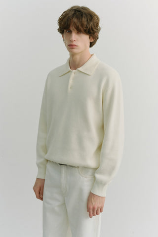 UNISEX CASHMERE COLLARED SWEATER IVORY
