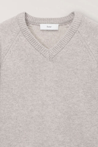 UNISEX SOFT VOLUME V-NECK SWEATER LIGHT PEBBLE