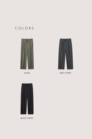 LOUNGE WOOL SLACKS BLACK STRIPE