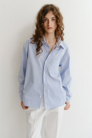UNISEX CROPPED STRIPED SHIRT BLUE STRIPE