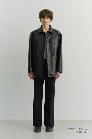 UNISEX ALTER-LEATHER HALF JACKET BLACK