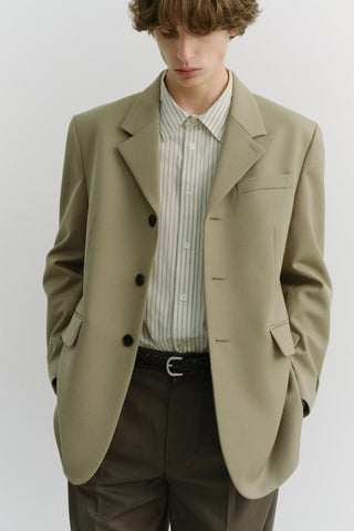 UNISEX 3 BUTTON WOOL BLAZER KHAKI BEIGE