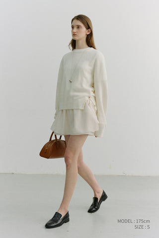 UNISEX BUTTONED CREWNECK SWEATER IVORY