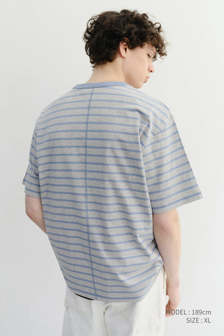 UNISEX STRIPED T-SHIRT MELANGE GREY BLUE