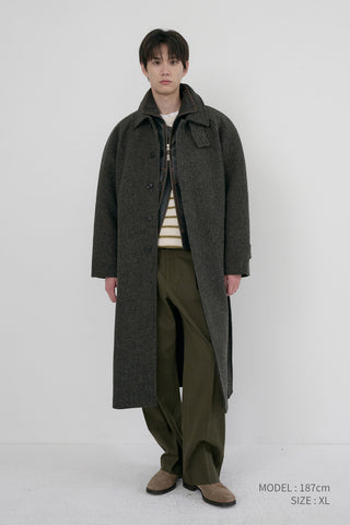 UNISEX RELAXED BALMACAAN COAT BROWN TWEED