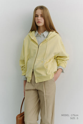 UNISEX GARMENT DYED ZIP-UP HOODIE VANILLA BUTTER