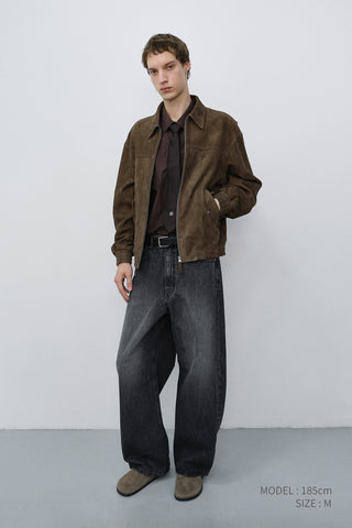 RELAXED CURVED JEANS WASHED GREY