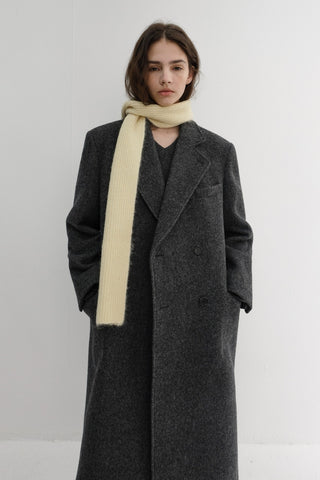UNISEX LOOSE DOUBLE-BREASTED COAT CHARCOAL MELANGE