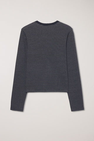 UNISEX HENLEY-NECK T-SHIRT BLACK STRIPE