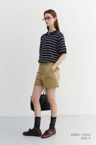 COTTON SAFARI SHORTS KHAKI BEIGE