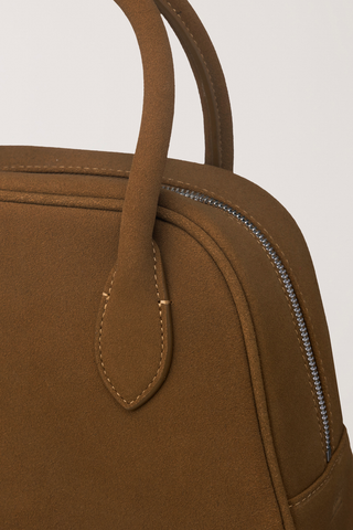 SUEDE BOSTON TOTE BAG CAMEL