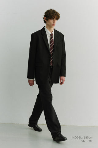 UNISEX 2 BUTTON WOOL BLAZER BLACK