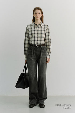 UNISEX 2-WAY OVERSIZED CHECKED SHIRT BLACK OMBRE CHECK