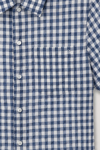 UNISEX CHECKED PAJAMA SHIRT NAVY CHECK
