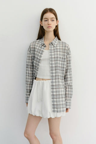 UNISEX SEERSUCKER BD SHIRT SOFT GREEN CHECK