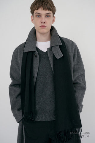UNISEX SOFT VOLUME V-NECK SWEATER CHARCOAL GREY