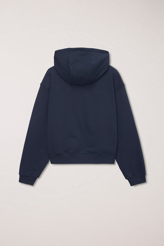 UNISEX CROPPED ZIP-UP HOODIE NAVY