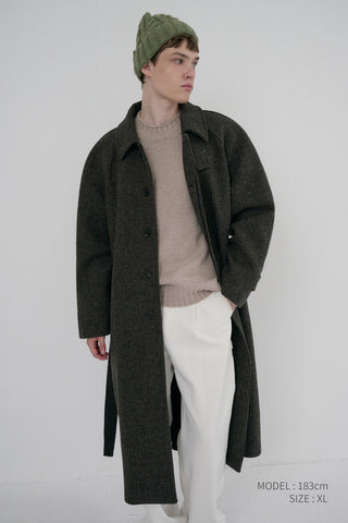 UNISEX RELAXED BALMACAAN COAT BROWN TWEED