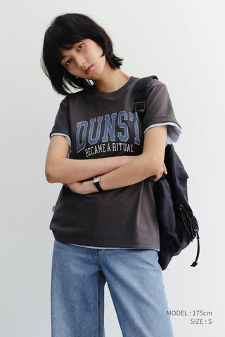 UNISEX VINTAGE ARCH LOGO T-SHIRT CHARCOAL GREY