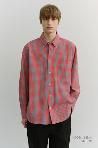 UNISEX OVERSIZED BD CHECKED SHIRT RED CHECK
