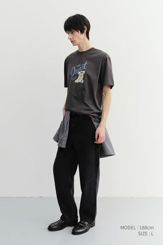 UNISEX DRAWING PUPPY T-SHIRT CHARCOAL GREY