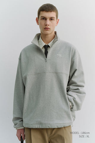 UNISEX RELAXED HALF ZIP-UP SWEATSHIRT MELANGE GREY
