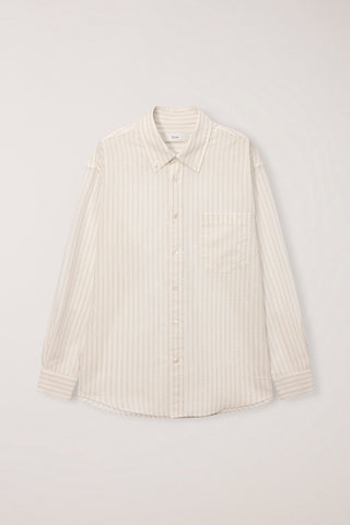 UNISEX CLASSIC STRIPED BD OVERSHIRT BEIGE