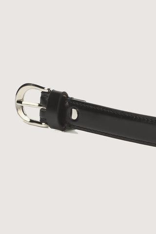 D-BUCKLE SLIM LEATHER BELT BLACK