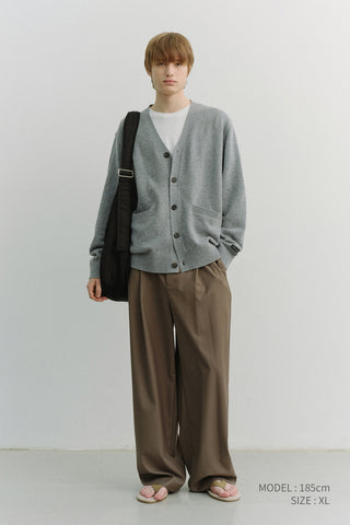 UNISEX BOYFRIEND KNIT CARDIGAN MELANGE GREY