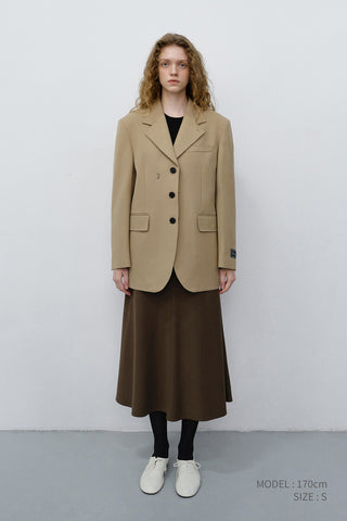 FLUID LONG SKIRT KHAKI BROWN