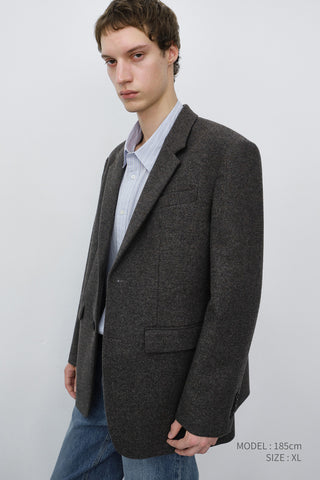 UNISEX CLASSIC 2 BUTTON WOOL BLAZER CHARCOAL BROWN