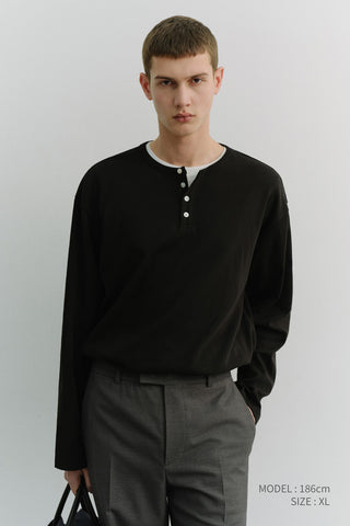 UNISEX HENLEY-NECK T-SHIRT BLACK