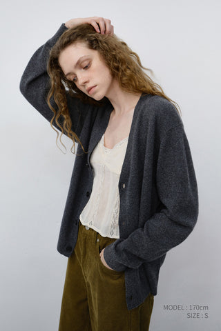 UNISEX V-NECK CARDIGAN MELANGE GREY