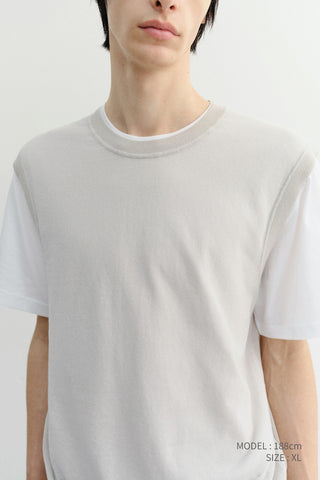 UNISEX SHEER LAYERING KNIT VEST LIGHT GREY