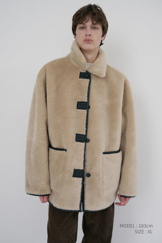 UNISEX REVERSIBLE SOFT SHEARLING HALF JACKET BLACK