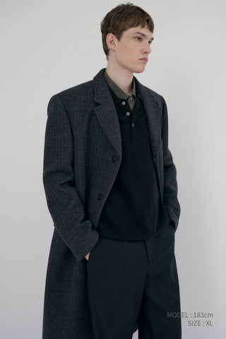 UNISEX 2-WAY 3 BUTTON COAT GREY STRIPE