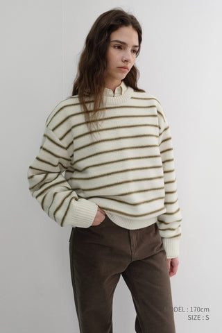 UNISEX STRIPED CHUNKY SWEATER IVORY