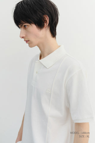 UNISEX LEATHER LOGO POLO SHIRT OFF WHITE