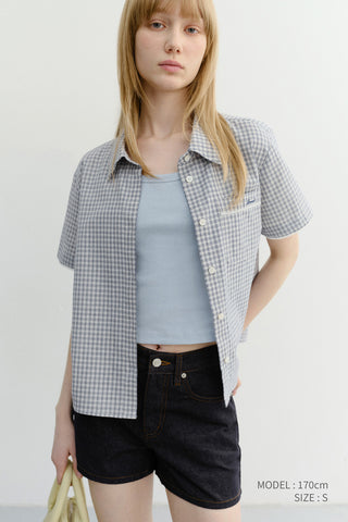LACED CHECKED SHIRT BLUE CHECK