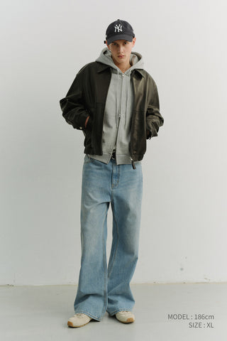 UNISEX CROPPED ZIP-UP HOODIE MELANGE GREY