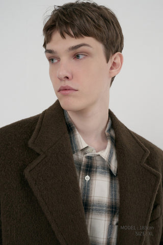 UNISEX ALPACA BLAZER COAT BROWN