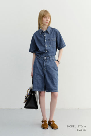 UNISEX LINEN DENIM SHIRT CLASSIC BLUE