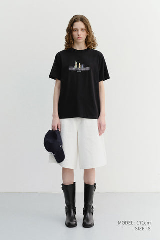UNISEX APPLIQUE YACHT T-SHIRT BLACK