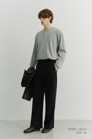UNISEX HENLEY-NECK T-SHIRT MELANGE GREY