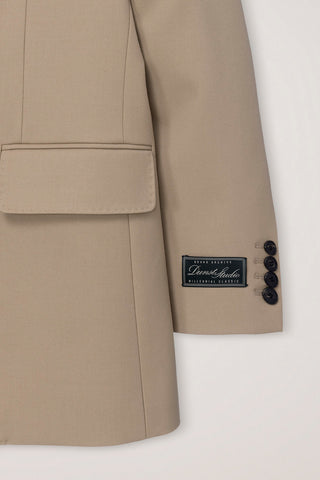 UNISEX REFINED MASCULINE WOOL BLAZER CARAMEL BEIGE
