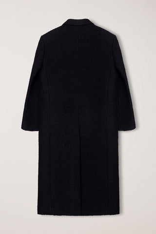 UNISEX 2-WAY 3 BUTTON BOUCLE WOOL COAT BLACK