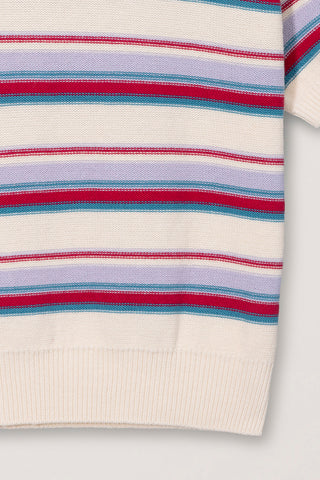 UNISEX STRIPED CREWNECK KNIT CREAM RED